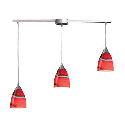 Pierra 3 Light Linear Pendant Glass Type: Candy