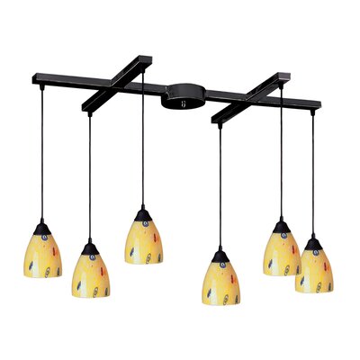 Classico 6 Light Pendant Glass Type: Yellow Blaze