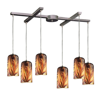 Molten 6 Light Pendant Glass Type: Molten Sunset