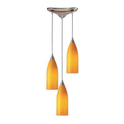 Cilindro 3 Light Pendant Glass Type: Canary