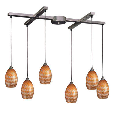 Mulinello 6 Light Pendant Glass Type: Cocoa