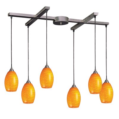 Mulinello 6 Light Pendant Glass Type: Canary