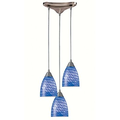 Arco Baleno 3 Light Pendant Glass Type: Sapphire