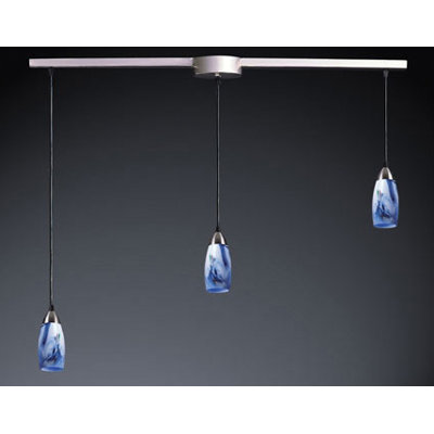 Milan 3 Light Linear Pendant Glass Type: Starlight Blue