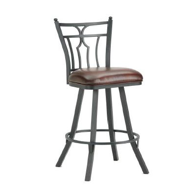 Randle 26 inch Swivel Bar Stool Finish: Black, Upholstery: Alligator Brown