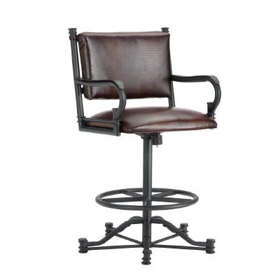 Baltimore 30 inch Swivel Bar Stool Finish: Black, Upholstery: Alligator Brown
