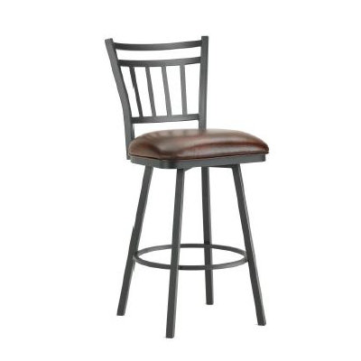 Emma 26 inch Swivel Bar Stool Finish: Black, Upholstery: Alligator Brown