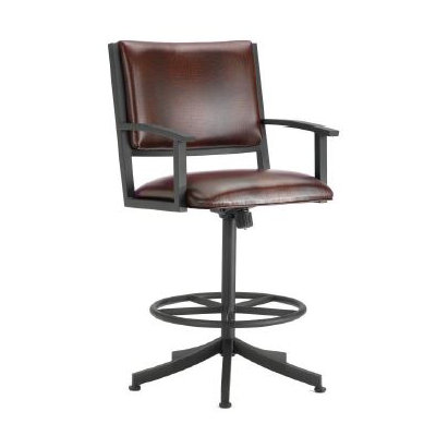Executive 26 inch Swivel Bar Stool Finish: Black, Upholstery: Alligator Brown