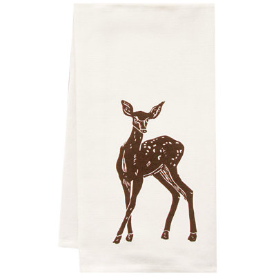 Organic Deer Block Print Tea Towel Organic Deer Block Print Tea Towel