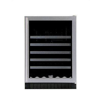 Luxury 45 Bottle Single Zone Build-In Wine Refrigerator Finish: Stainless Steel, Hinge Location: Right image