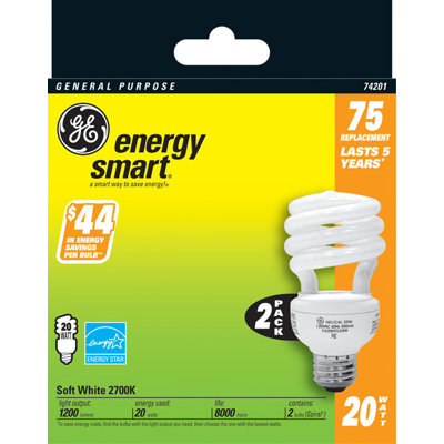 20W Spiral Light Bulb (Pack of 2)