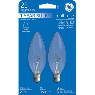 25W Candelabra Incandescent Light Bulb