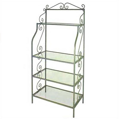 Bakers Rack Metal Finish: Satin Black, Option: Wood Shelves, No Brass Tips