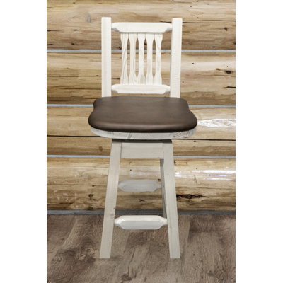 Homestead 24 inch Bar Stool Finish: Stain and Lacquer Finish, Upholstery: Buckskin