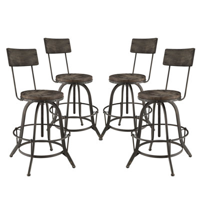 Procure Adjustable Height Swivel Bar Stool Upholstery: Black