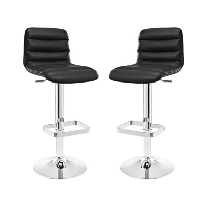 Ripple Adjustable Height Swivel Bar Stool Upholstery: Black
