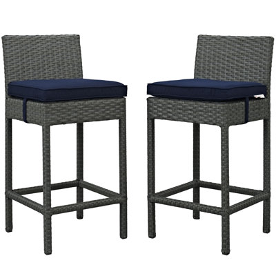 Sojourn 27.5 inch Bar Stool with Cushion Upholstery: Navy