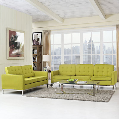 Modway EEI-2444-WHE-SET Loft 2 Piece Living Room Set Upholstery