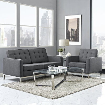 Modway EEI-2442-DOR-SET Loft 2 Piece Living Room Set Upholstery