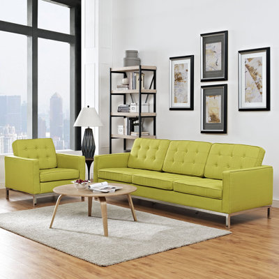Modway EEI-2443-WHE-SET Loft 2 Piece Living Room Set Upholstery