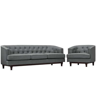 Modway EEI-2450-GRY-SET Coast 2 Piece Living Room Set Upholstery