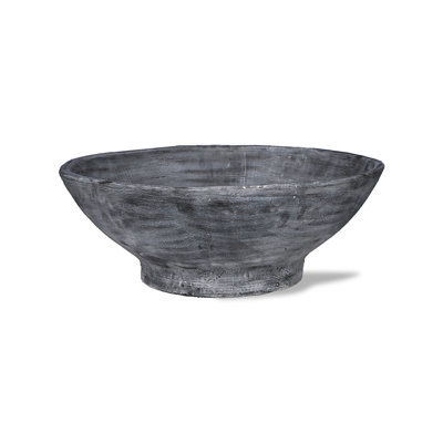ResinStone Contemporary Broad-Rimmed Dish Planter Color: Charcoal Drain Hole: Drain Hole image