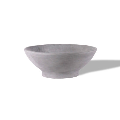 ResinStone Contemporary Broad-Rimmed Dish Planter Color: Lead Gray Drain Hole: Drain Hole image
