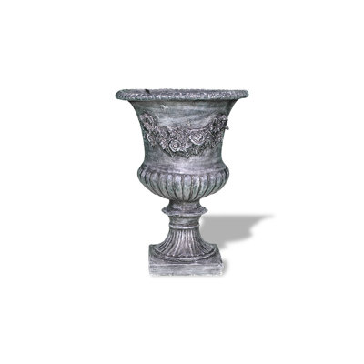 ResinStone Rose Urn without Handles Color: Charcoal Drain Hole: Drain Hole image