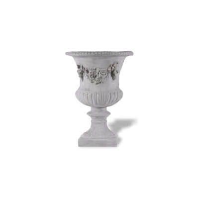 ResinStone Rose Urn without Handles Color: Lead Gray Drain Hole: No Drain Hole image