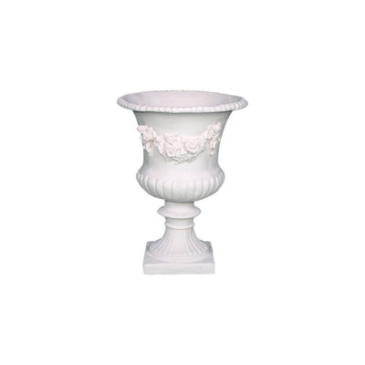 ResinStone Rose Urn without Handles Color: Limestone Drain Hole: No Drain Hole image