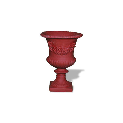 ResinStone Rose Urn without Handles Color: Terra Cotta Drain Hole: No Drain Hole image