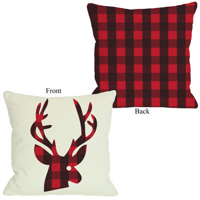 plaid reindeer pillow