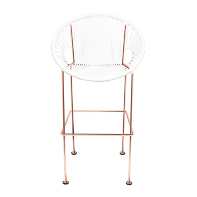 Puerto 26 inch Bar Stool Upholstery: Seafoam, Base Finish: White