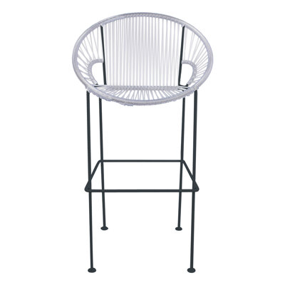 Puerto 31 inch Bar Stool Base Finish: White, Upholstery: Blue