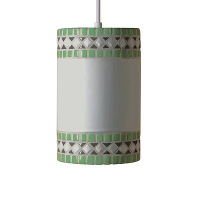 Borders 1 Light Pendant Finish: Mint Green, Bulb Type: Fluorescent