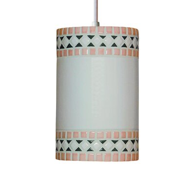 Borders 1 Light Pendant Finish: Pink, Bulb Type: Fluorescent