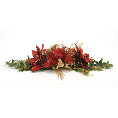 Holiday Sparkle Jeweled Poinsettia Mantel or Table Centerpiece image