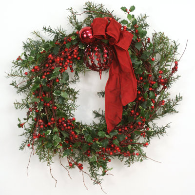 Down Home Holly Berry Wreath with Ornaments image