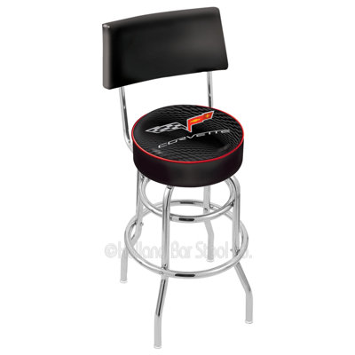 Corvette - C6 30 inch Swivel Bar Stool Upholstery: Black / Red