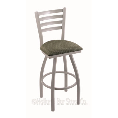 Jackie 36 inch Swivel Bar Stool Upholstery: Axis Grove, Finish: Anodized Nickel