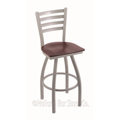 Jackie 30 inch Swivel Bar Stool Base Finish: Anodized Nickel, Upholstery: Dark Cherry Oak