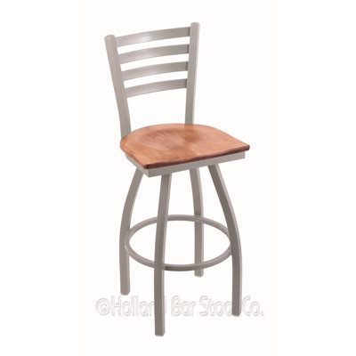 Jackie 30 inch Swivel Bar Stool Base Finish: Anodized Nickel, Upholstery: Medium Maple