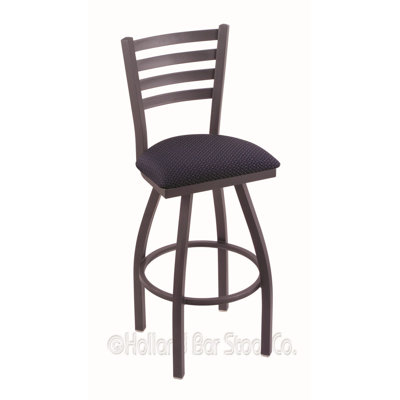 Jackie 25 inch Swivel Bar Stool Upholstery: Axis Denim, Finish: Pewter