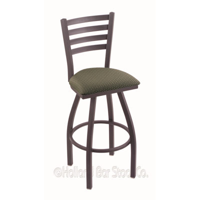 Jackie 36 inch Swivel Bar Stool Upholstery: Axis Grove, Finish: Pewter