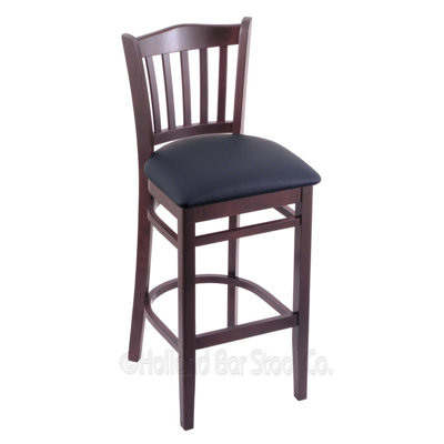 30 inch Bar Stool Upholstery: Allante Dark Blue, Finish: Dark Cherry