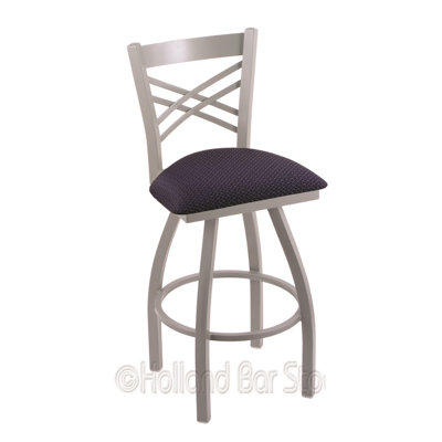 Catalina 30 inch Swivel Bar Stool Finish: Anodized Nickel, Upholstery: Axis Denim