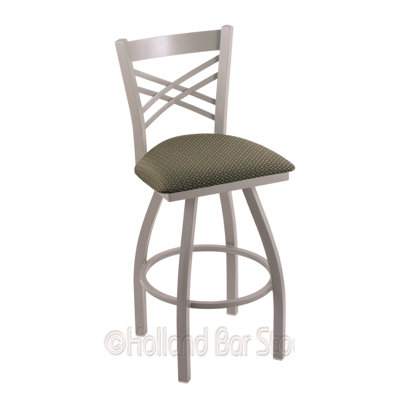 Catalina 30 inch Swivel Bar Stool Finish: Anodized Nickel, Upholstery: Axis Grove