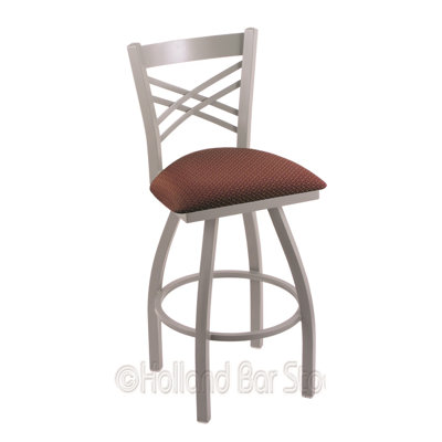 Catalina 30 inch Swivel Bar Stool Finish: Anodized Nickel, Upholstery: Axis Paprika