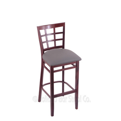 25 inch Bar Stool Finish: Dark Cherry, Upholstery: Allante Medium Grey