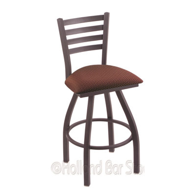 Jackie 30 inch Swivel Bar Stool Finish: Pewter, Upholstery: Axis Paprika